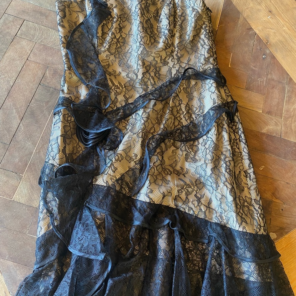 David Meister Black and Beige Dress